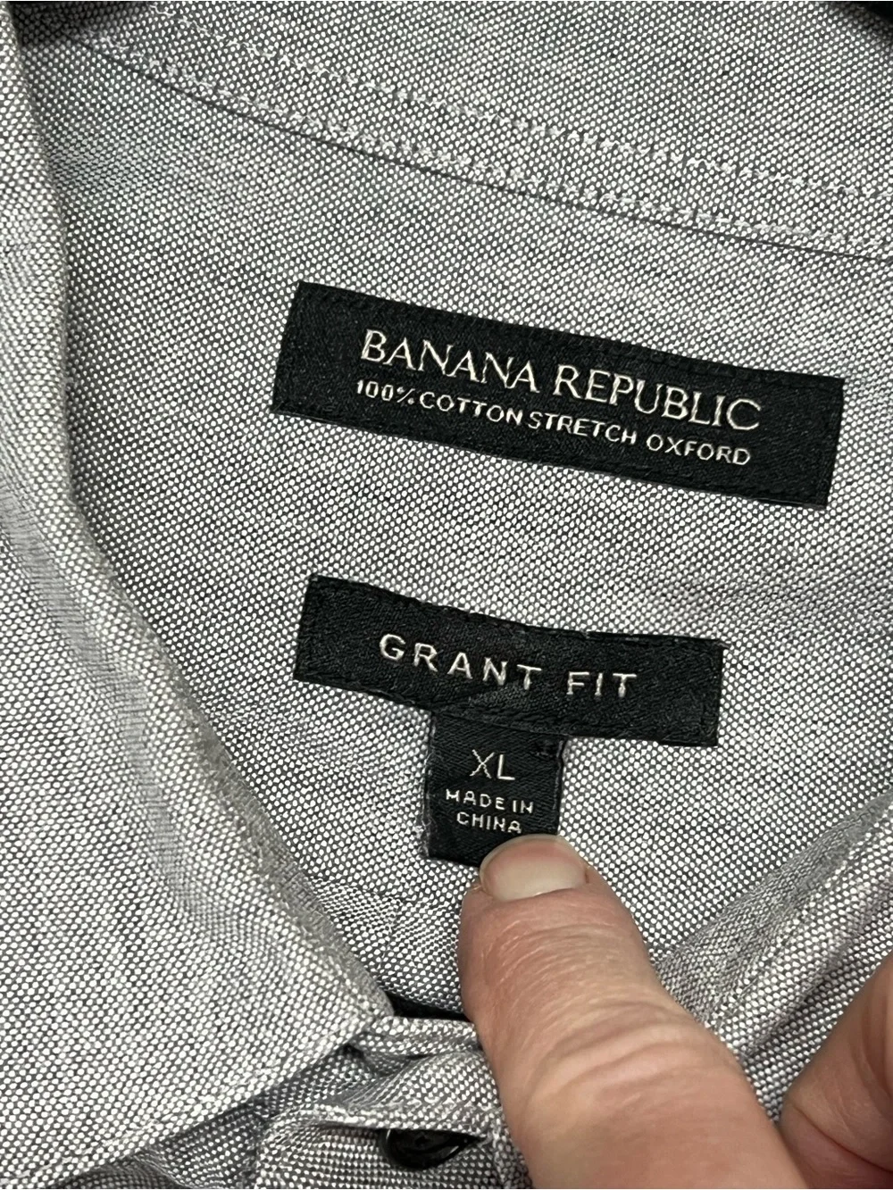 Banana Republic Men’s XL Grant Fit Gray 100% Cotton Stretch Oxford Button Down